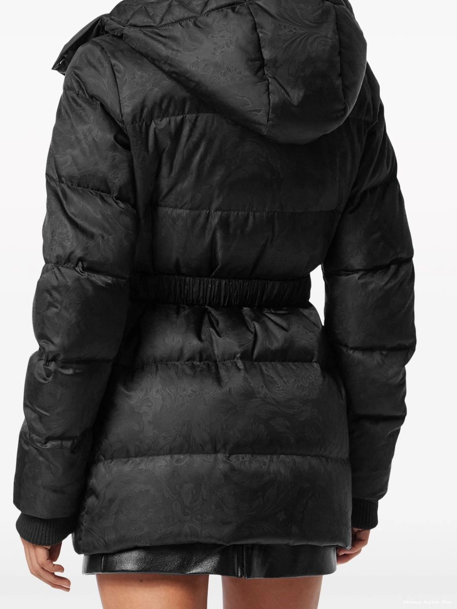 Cheap jacket Women Barocco-print Versace belted puffer 0720